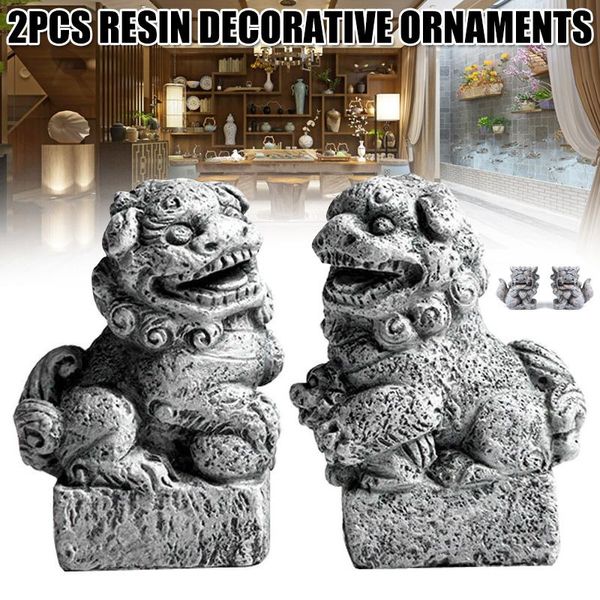 

decorative objects & figurines mini stone lions statue chinese style resin sculptures handmade figurine crafts for home table potted decorat