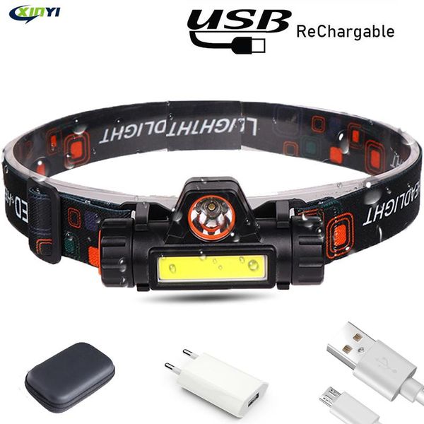 

6000lm usb rechargeable led headlamp waterproof cob work light with magnet headlight built-in battery for camping, adventure