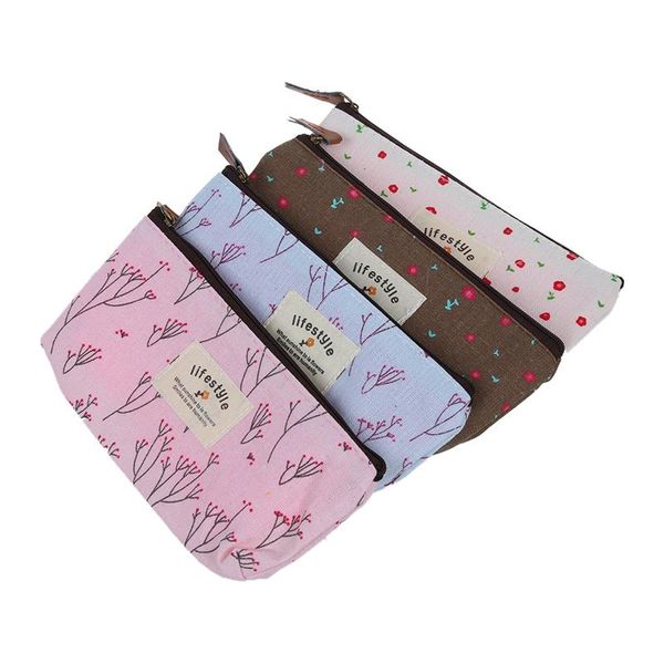 

pencil bags pastoral canvas pen bag , brand different colors,set of 4