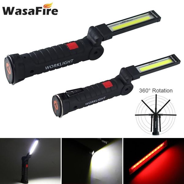 

portable lanterns usb rechargeable cob work light waterproof folding rotatable led with magnet outdoor emergency lantern