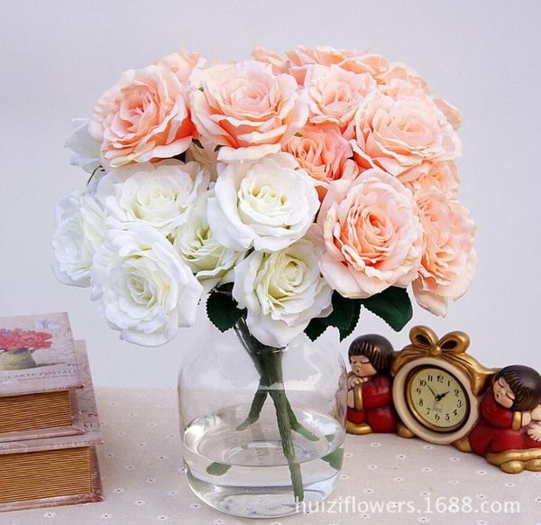 

6pcs 12 heads artificial plastic silk rose flowers for wedding party home office venue decoration bouquet making diy