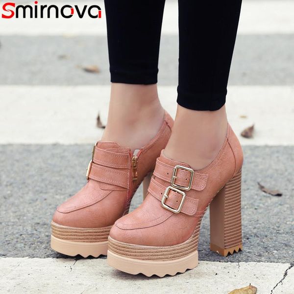 

dress shoes smirnova 2021 pumps women square toe zip platform super high heels thick spring female, Black