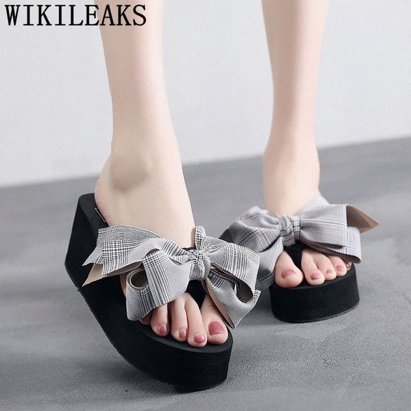

ladies platform flip flops beach slippers women summer cute slides 2020 dames high heel slippers fashion womens outdoor g85m#, Black