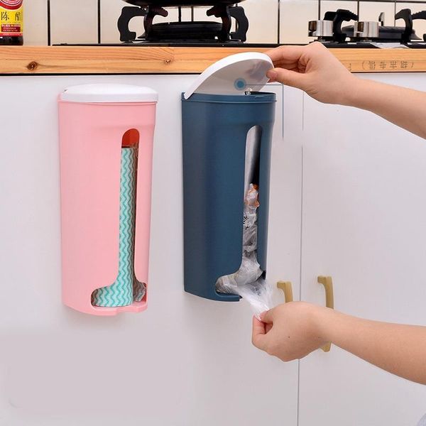 

storage bottles & jars wall-mounted plastic bag holder tissue box with lid trash dispenser grocery hanging organizer kitchen accessories
