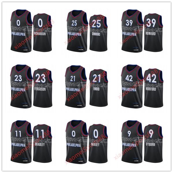 

men joel embiid ben simmons allen iverson dwight 39 howard 2020/21 swingman city basketball jersey icon editio, Black;red