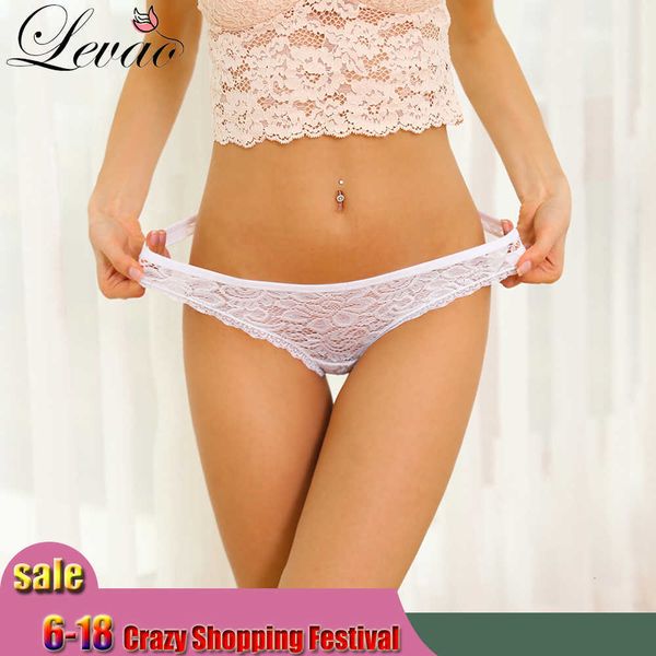 

women's panties levao lace transparent underwear women solid daily life thong g-string hollow out flower breathable briefs, Black;white