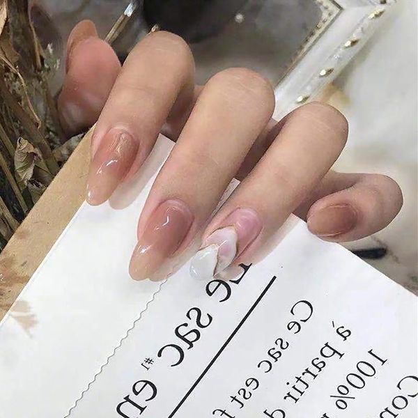

false nails 24pcs milks teas hill wear long paragraph fashion manicure patch save time wearable nail sana889, Red;gold