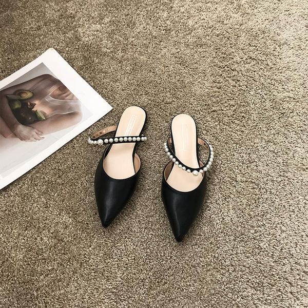 

sandals fashion pearl slippers ladies summer shoes for women, Black