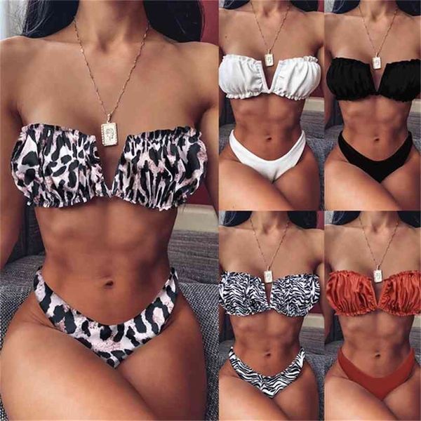 

v-shaped bikini women swimsuit swimwear biquinis female wrapped swimsuits bating suit swimming beachwear 210728, White;black