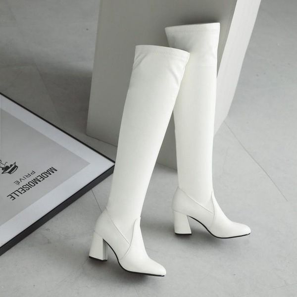 

boots oversized -17 thigh high knee over the women ladies sleeve is thick and pointed, Black
