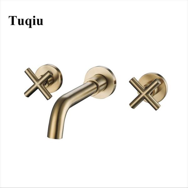 

2021 new basin faucet brass gold/chrome deck mounted 8' widespread bathroom sink faucets 3 hole double handle and cold water tap mu48