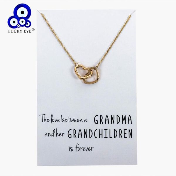 

pendant necklaces lucky eye doublet heart necklace clavicle chains for women girl jewelry wish card handmade cn16, Silver