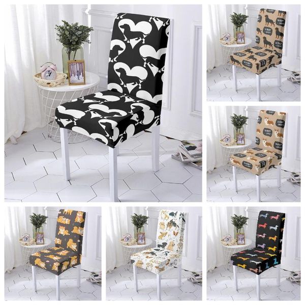 

chair covers dogs elastic dining cover spandex stretch office seat restaurant wedding banquet el 1/2/4/6pcs