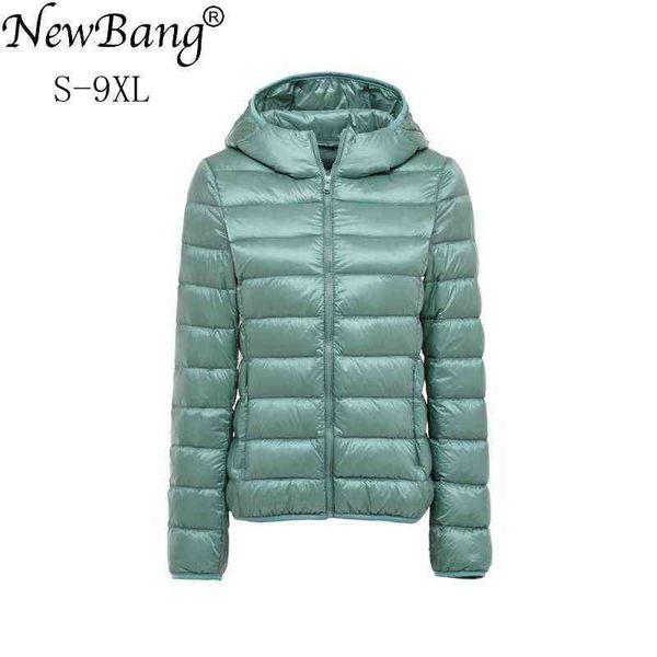 

bang 8xl 9xl plus size ultra light down jacket women autumn winter warm coat white duck jackets female hooded parka 211130, Black