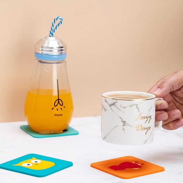 

mats & pads saingace antiskid cup cartoon printing heat insulation pad silicone tea coasterl table easy to wash drop ship