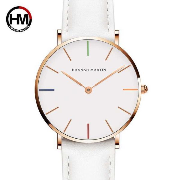 Hannah Martin Luxo Marca Quartz Mulheres Branco Relógios Vida À Prova D 'Água relógio de pulso relógio de pulso de relógio para o relógio fêmea Reloj Mujer 210616