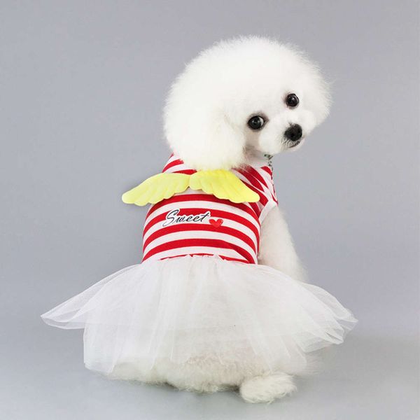 

pet dog clothing spring and summer new 19 angel striped skirt