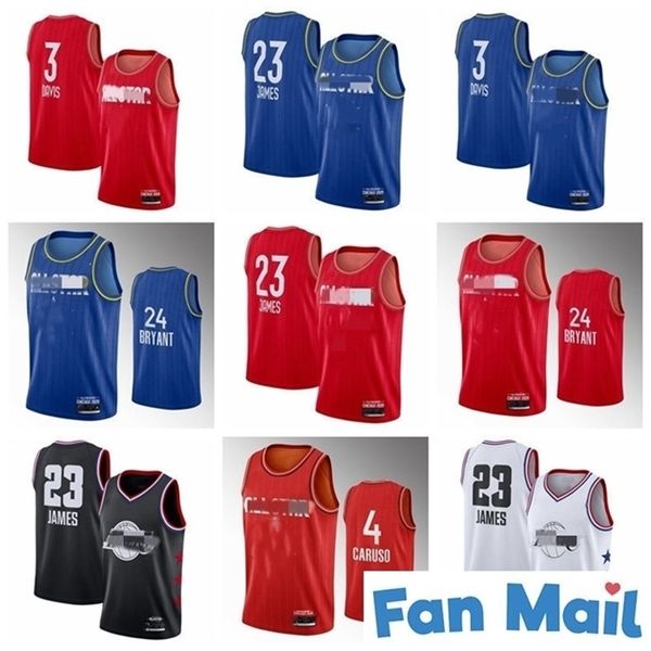 

lebron james anthony\\rdavis\\rlos angeles\\rlakers\\rmen 2020 all-star game swingman finished basketball jersey blue red, Black