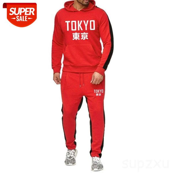 

Fashion japan streetwear Tokyo Bay Hoodie and pants suit Men Women Harajuku Hoodies sudadera hombre winter Sportswear suit #s19R, Gray