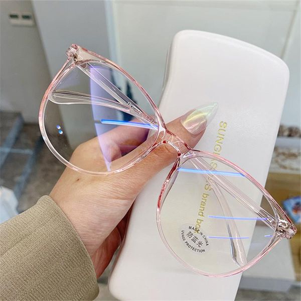 

fashion sunglasses frames anti-blue light round glasses frame women men ultralight computer spectacle vintage oversized transparent eyeglass, Black
