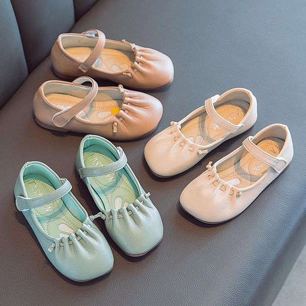 

new girls leather shoes spring autumn kids pu leather casual white shoes children' school flats princess dress new 2021, Black;grey
