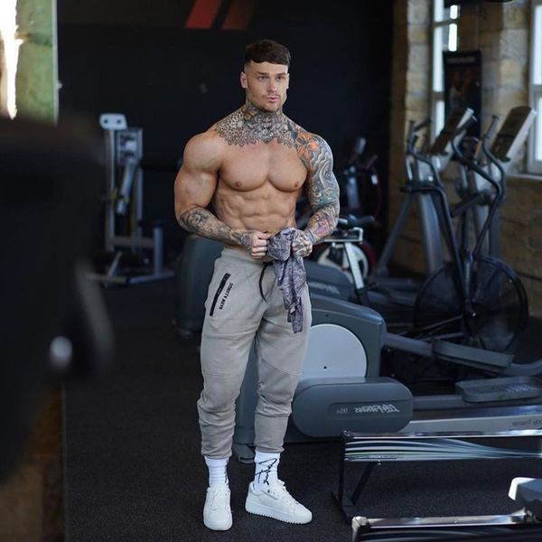 

men's pants 2021 jogging casual sports running cotton slim trousers fitness, Black
