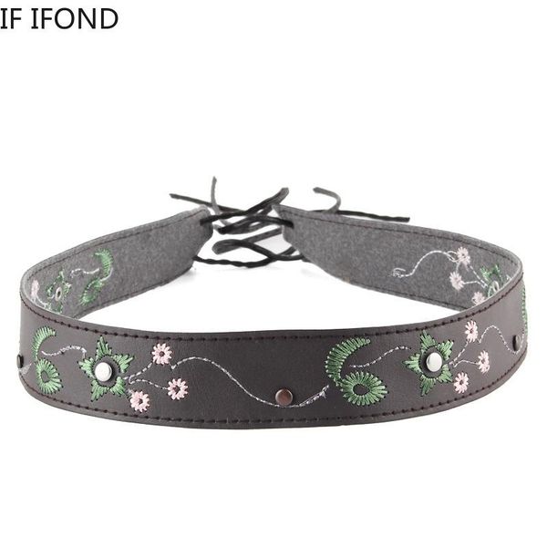 

wide brim hats wholesale handmade diy decoration belt band fashionable leather women men fedora buckle belts, Blue;gray