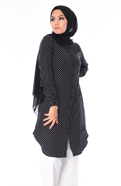 

women's blouses & shirts minahill black tunic muslim fashion islamic clothing modest arab long abaya dubai 6451-01, White