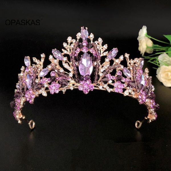 

hair clips & barrettes bridal crown headwear wedding birthday headdress purple rhinestones retro luxury accessories for female et, Golden;silver