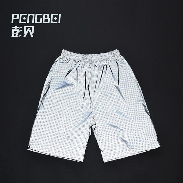 

2021 fashion night running security air holes 3m reflective shorts, White;black