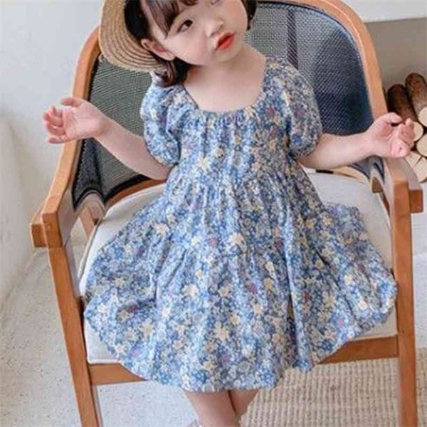

dress summer party flower printed girl clothes es for s princess kid 210528, Red;yellow