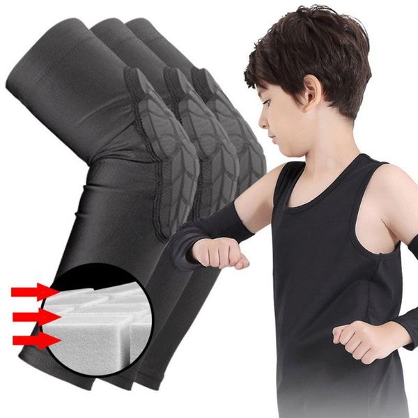 

elbow & knee pads kids crashproof sport flexibele basketbal schieten arm sleeve ondersteuning elleboogbeschermers fietsen protectors, Black;gray