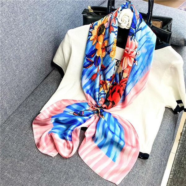 

scarves lily spring square scarf shawl fashion for women silk female bandana head hijab print scarfs ladies stole, Blue;gray