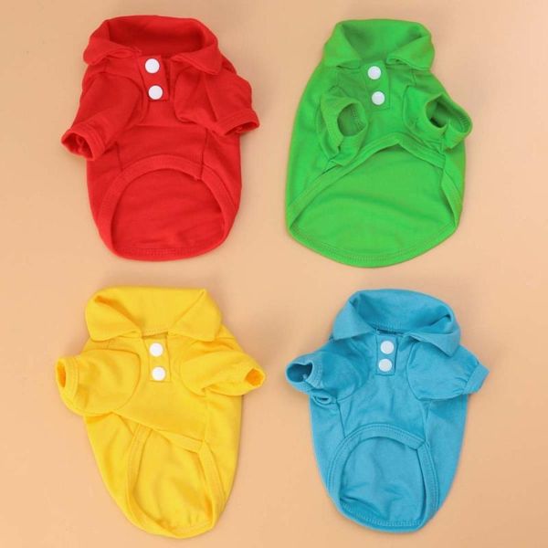 

dog apparel 4pcs pure color pet t shirt summer pets dogs clothing short sleeve cute t-shirts for small - size xs