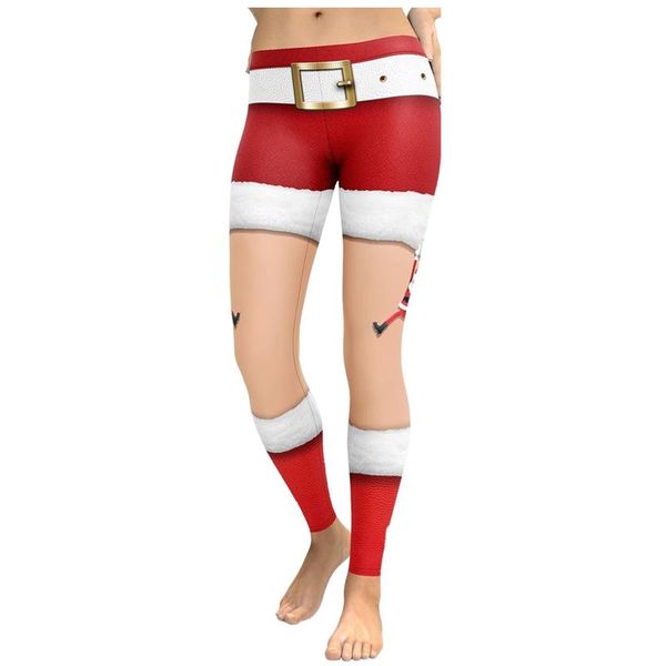 

women's leggings christmas women skinny pants for yoga running pilates sports gym 3d snowman snowflake stretchy print keep warm, Black