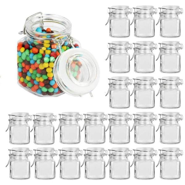 

storage bottles & jars spice glass with leak proof rubber gasket and airtight hinged lid for seasoning art craft empty