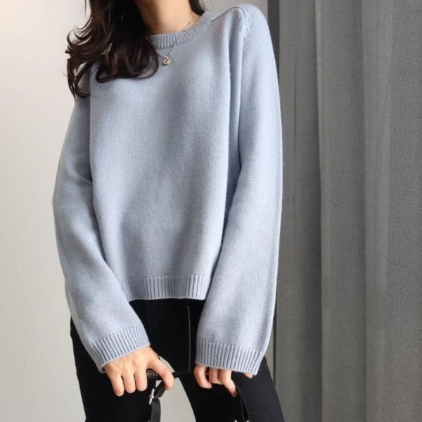 

women's sweaters mink cashmere o-neck round collar full sleeve casual thick sweater solid warm winter wool pullover f2376, White;black