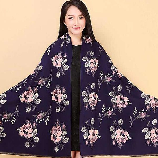 

scarves autumn/winter british style fruit cashmere scarf thickened warm and comfortable ladies air conditioning shawl dual-purpose, Blue;gray