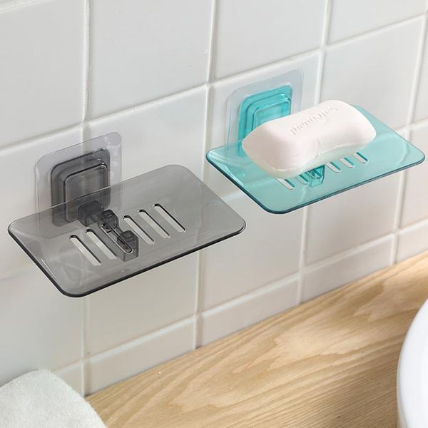 

soap dishes transparent color seamless wall-mounted drain holder box shower drainage storage finishing racks bathroom gadge