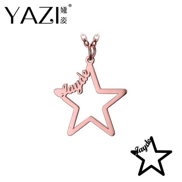 

pendant necklaces yazi trendy name necklace copper five-pointed star fashion private typeface silhouette custom jewelry gift, Silver