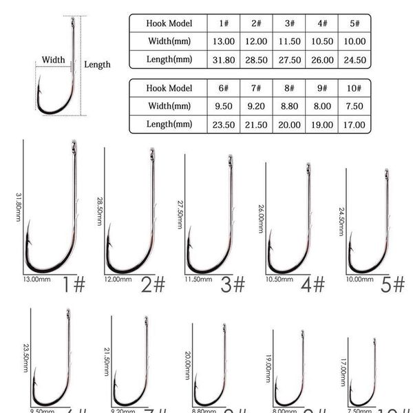 

50pcs/ box long shank fishing hook 1#-10# fish hooks high carbon steel sharp barbed offset narrow b jllyjd