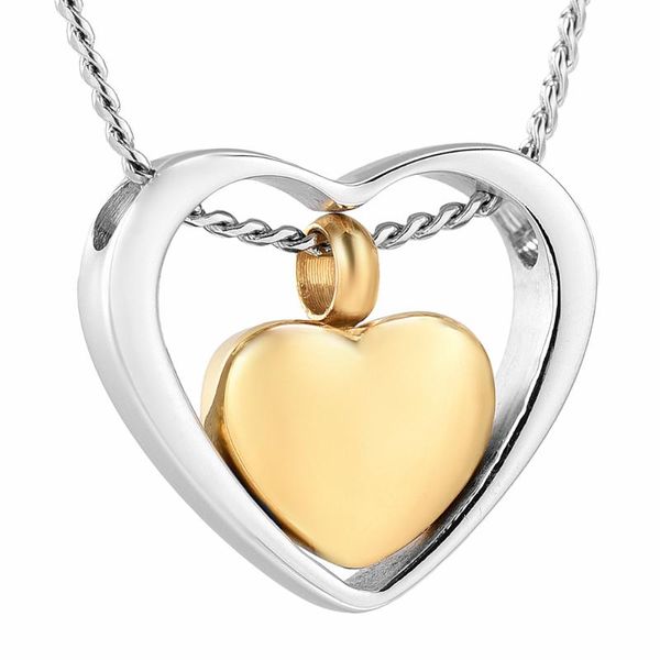 

chains cremation jewelry urn necklace for ashes charm double heart keepsake pendant, Silver