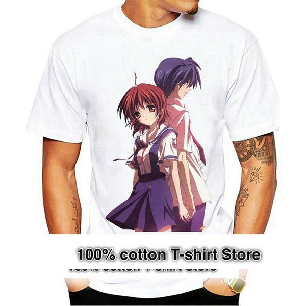 

men's t-shirts clannad anime t shirt cotton tee manga gift quality n1124 customize, White;black