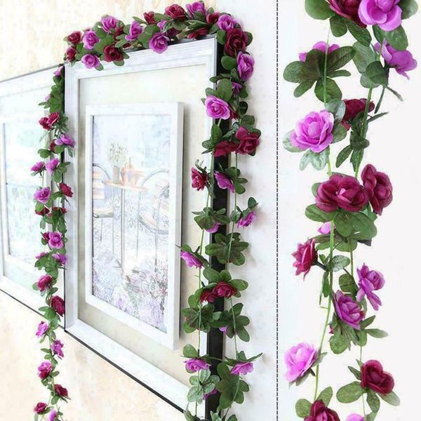 

decorative flowers & wreaths artificial rose vine hanging for wall diy decoration living room decor home garden holiday party wedding decora