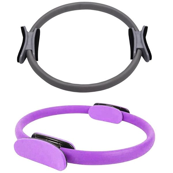 

2 pcs pilates ring resistance training exercise gym yoga ring, gray & purple