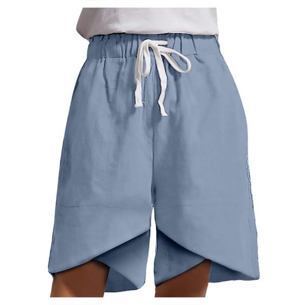 

running shorts women's summer casual loose cotton and linen solid wide-leg pants workout active fitness volleyball double, Black;blue