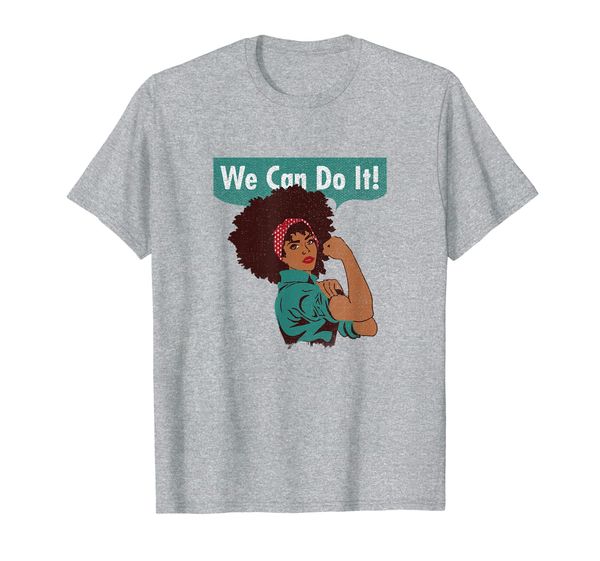 

we can do it black women shirt strong afro t shirt for girl, White;black