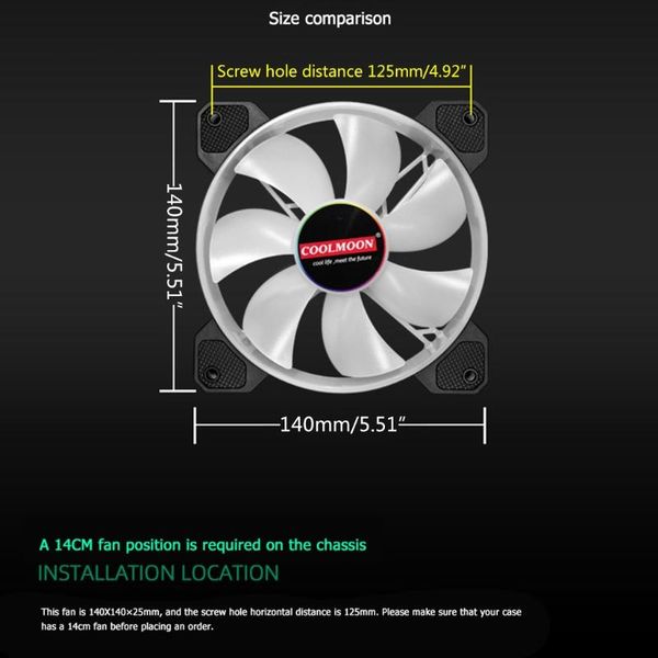 

yuhuan 140mm cooling fan mute rgb 6pin deskcomputer cooler m76a lappads