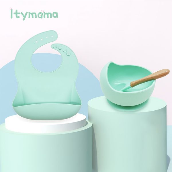 

baby feeding silicone plate kids bowl silicone bibs set bpa waterproof anti-scald children's dishes goods baby product 210226