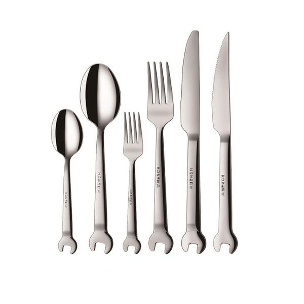 

stainless steel creative wrench shape dinnerware set cutlery knife utensils kitchen accessories dinner fork spoon family camping